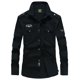 thumbnail image 1 of Men's Casual Embroidery Military Color Pocket Long Sleeve Shirt Tops 2XL, 1 of 2