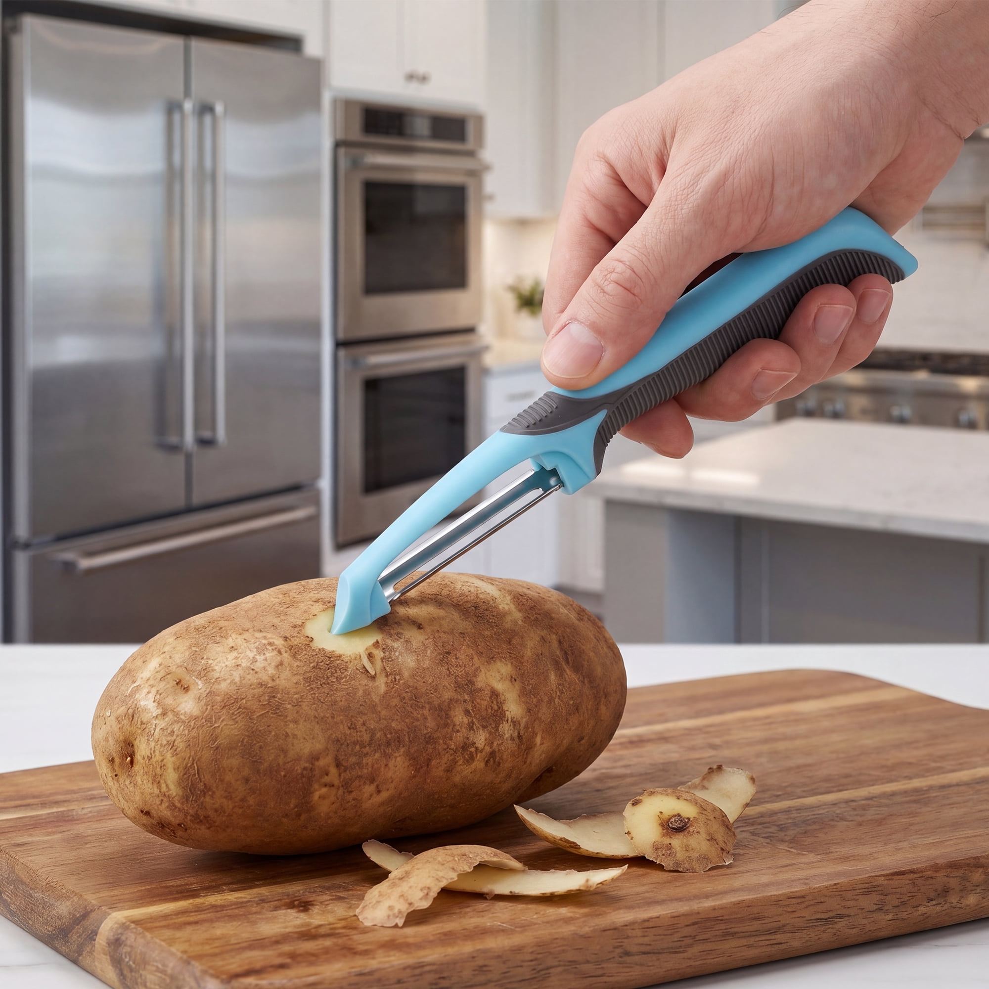 Unique Bargains Durable Potato and Orange Peeler with Ergonomic Handle Multicolor 3Pcs