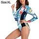 thumbnail image 2 of Traje de baño femenino de una pieza sexy Traje de baño estampado de manga larga con cremallera para surf de aguas termales, xl, 2 of 5