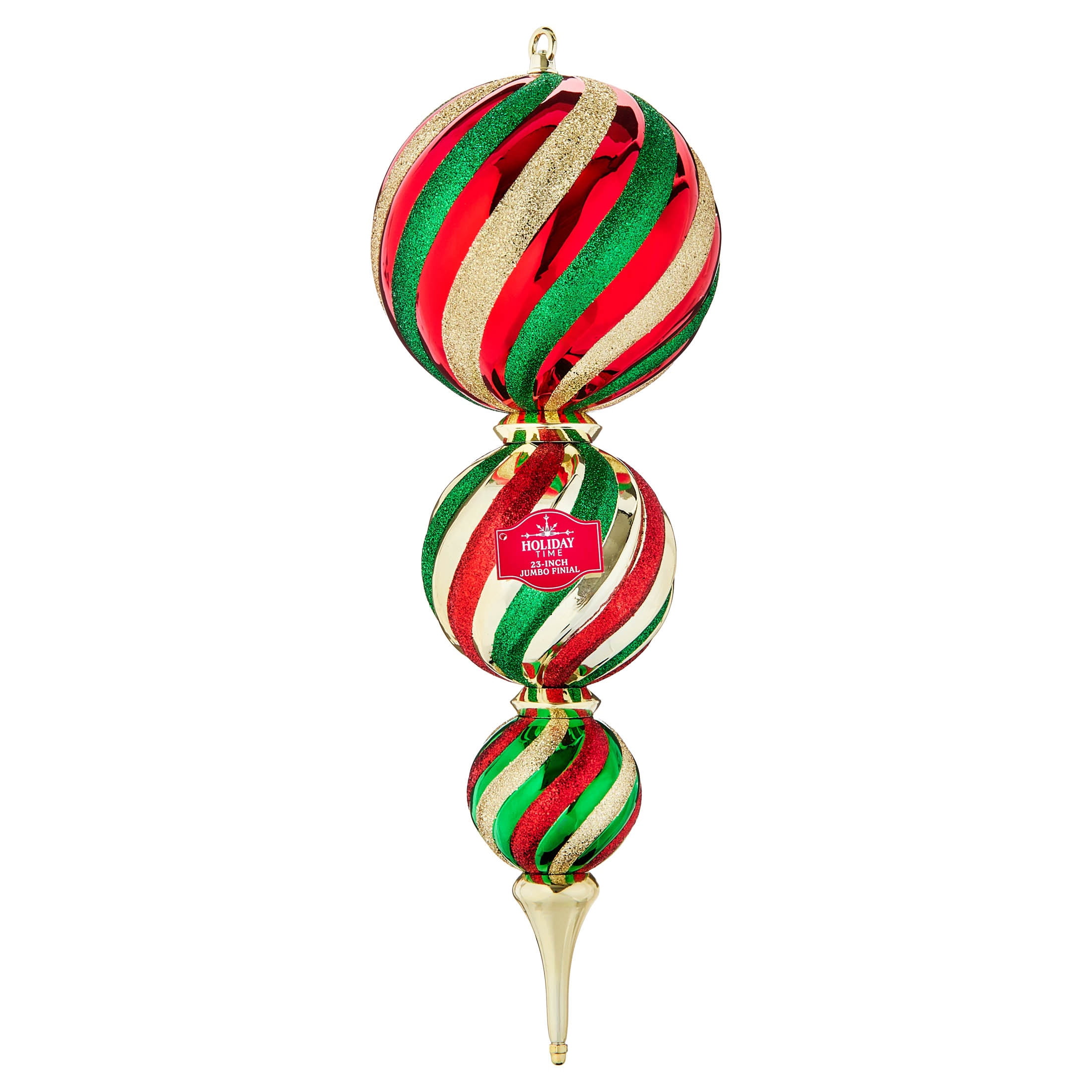 Red/Green/Gold Jumbo Finial Shatterproof Christmas Ornament, 23", by Holiday Time