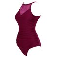 thumbnail image 3 of Women Halter Neck Mesh Stitching One Piece Bikini Swimsuit, 3 of 4