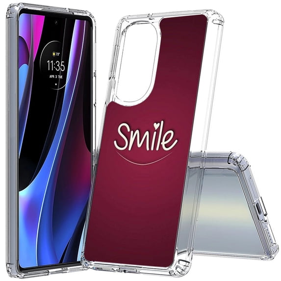 VIBECover Slim Case Compatible for Motorola Edge Plus 5G UW 2022/ Edge+ 2022/ Edge 30 Pro, TOTAL Guard FLEX Tpu Cover, Thin and Light, Smile