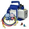 ZENSTYLE Combo 3,5CFM 1/4HP Air Vacuum Pump HVAC + R134A Kit AC A/C Manifold Gauge Set