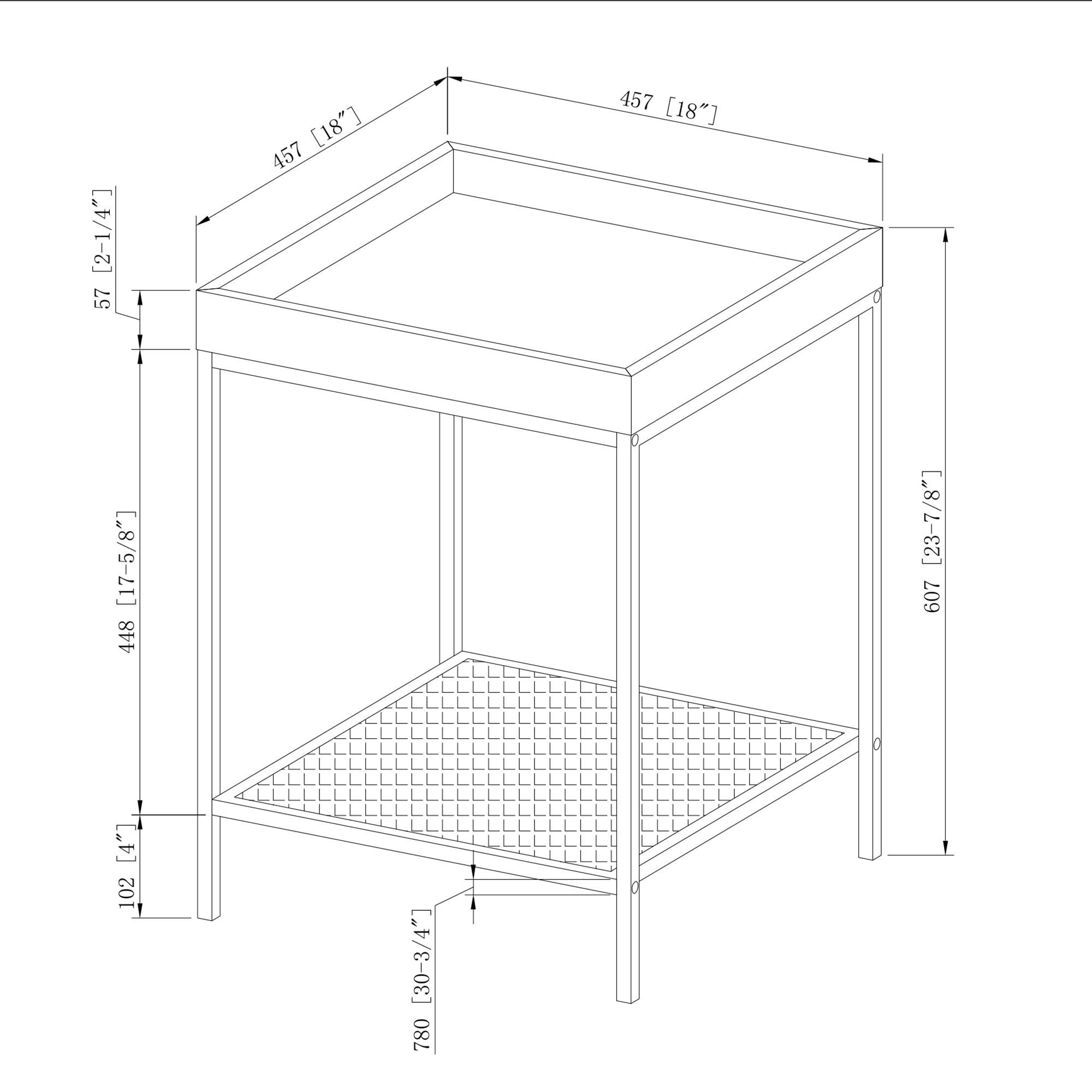 River Street Designs Frankie Metal and Wood Tray Top Grey Wash End Table
