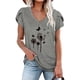 thumbnail image 1 of Puntoco Moda Mujer Verano Cuello En V Manga Corta Estampado Casual Camiseta Blusa Puntoco Puntoco-5030, 1 of 5