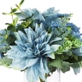 thumbnail image 2 of Enova Home Artificial Mixed Silk Dahlia Flowers and Eucalyptus Grasses Arrangement in Clear Glass Vase with Faux Water (Blue), 2 of 3