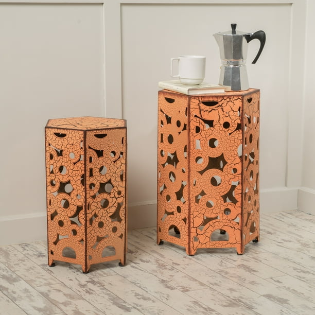 Shay Iron Antique Orange Accent Tables