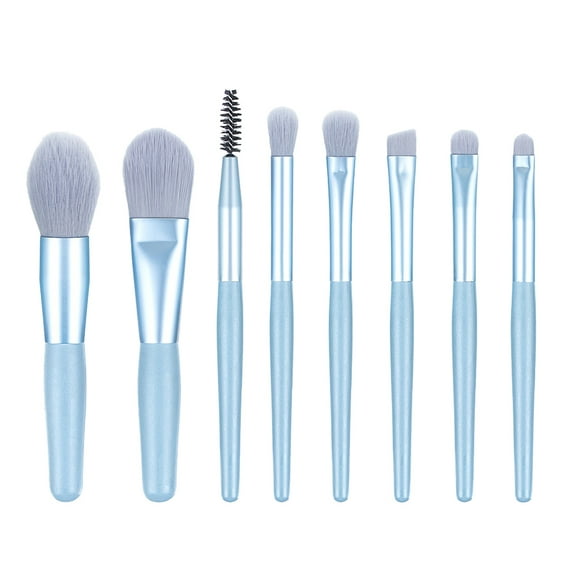 ROSENICE 8Pcs Professional Makeup Brushes Set Travel Foundation Brush Light Blue Nylon Bristles Even Application