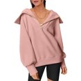 thumbnail image 1 of Sudaderas Con Capucha Turndown Collar Fall Y2K Ropa de gran tamaño Señora Cómoda Ropa de uso diario Traje de calle Ygjytge Rosa Xl para Mujer, 1 of 7