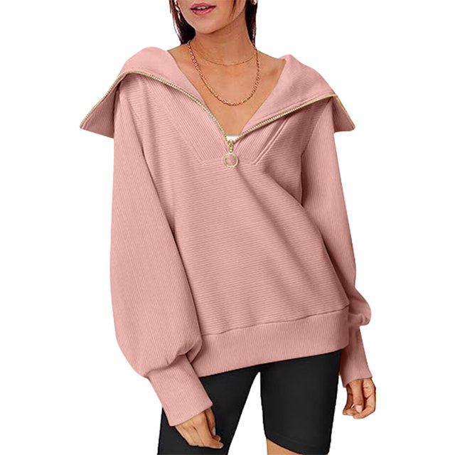 Sudaderas Con Capucha Turndown Collar Fall Y2K Ropa de gran tamaño Señora Cómoda Ropa de uso diario Traje de calle Ygjytge Rosa Xl para Mujer