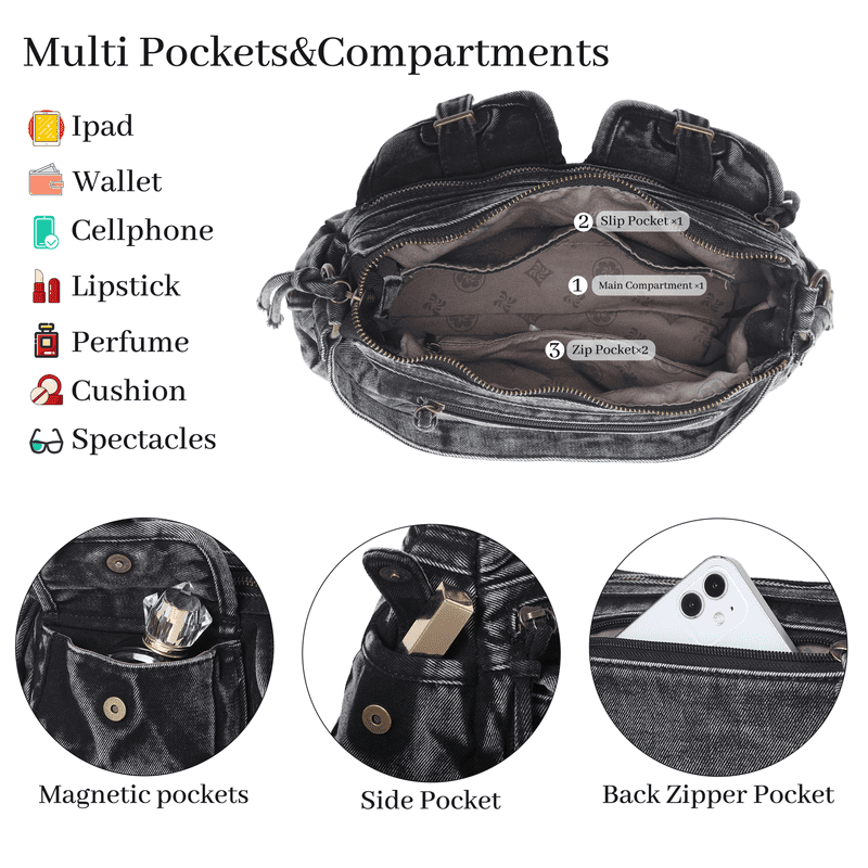 Angel Kiss Hobo Purses for Women Crossbody Shoulder Bag Ladies Multi Pocket Handbags Satchel Purse for Womens
