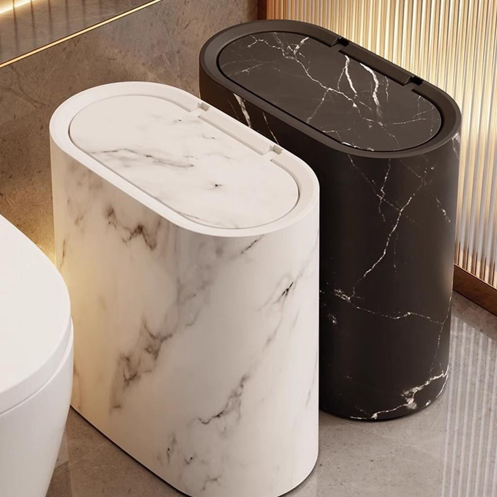 HannLk Small Small Garbage Can Lidded Bathroom Trash Can Odor Proof Waste Bin
