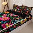 thumbnail image 3 of Homewish Boho Watercolor Floral Zipper Twin Comforter Sets with Fitted Sheet and 2 Pillowcases,Peony Daisy Flower Zipper Bedding Set,Multicolor,Black Reversible,4pcs, 3 of 8