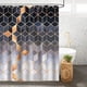 thumbnail image 2 of Cortina de ducha geométrica de mármol gris, 180 x 180 cm, de poliéster, antimoho, impermeable, con 12 anillas y ganchos para bañera., 2 of 5