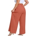thumbnail image 5 of Xdegoge Plus Size Pants Women Elastic High Waist Trousers Featuring Self Tie Belt Wide Leg Flowy Summer Beach Dressy Casual Lounge Bottoms with Deep Side Pockets, 5 of 7