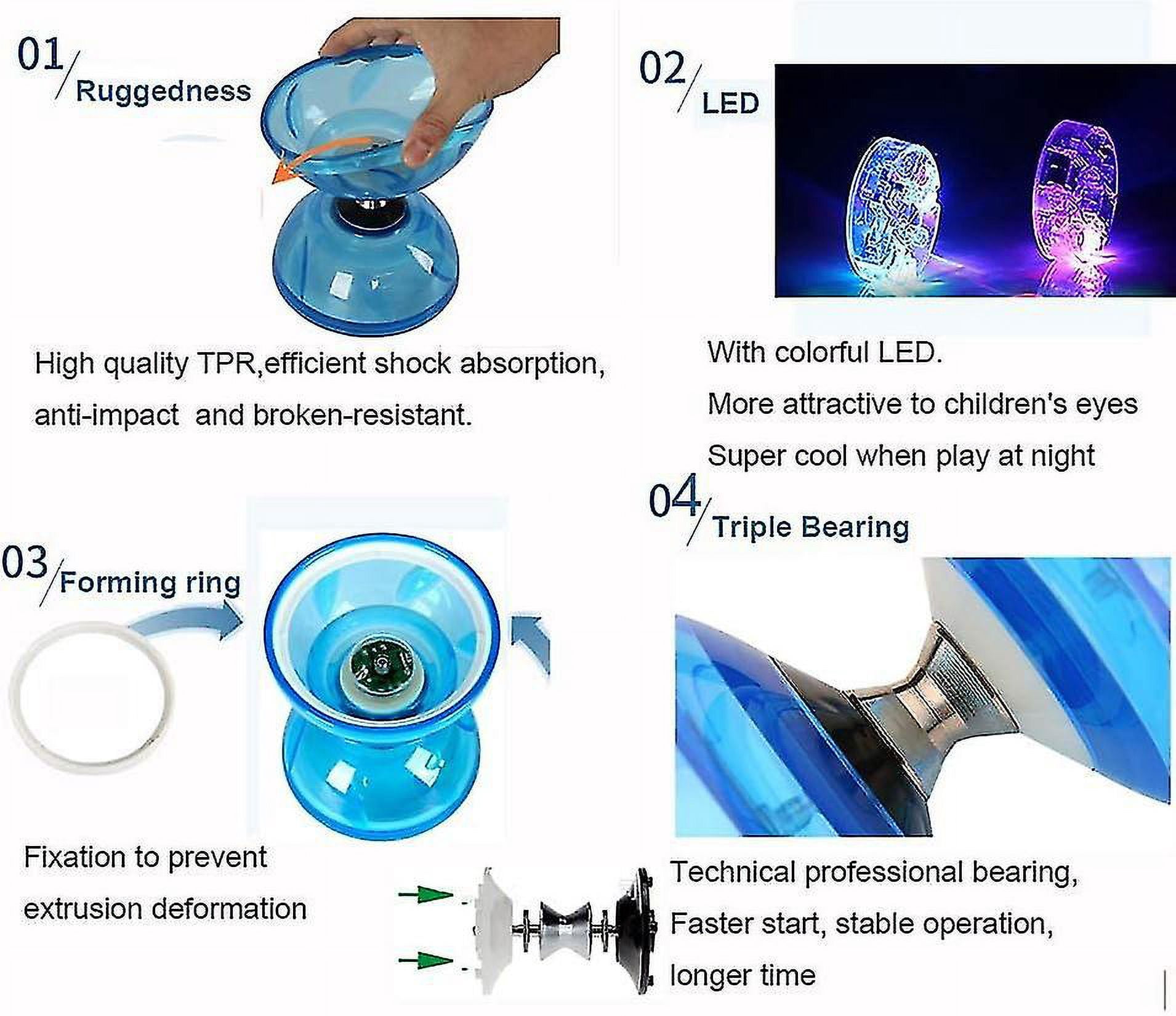 Diabolo Cse Yoyo Set ,triple Bearing Diabolo Cse Yoyos Juggling  Colorful Led Diabolo With Diablo Sticks, Diabolo String & Net Bag, Easier Start/ Fast