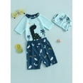 thumbnail image 3 of Wassery Baby Boys 2PCS Swimsuit Set 6M 9M 12M 18M 24M 3T Toddle Boys Summer Swimwear Dinosaur Printed Short Sleeve Rash Guard and Swim Trunks Bathing Suit Beachwear Swim Cap, 3 of 8