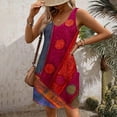 thumbnail image 4 of LYXSSBYX Boho Dresses for Women 2024 Women's Casual Sundress With Pockets Summer Boho Beach Dress Floral T-Shirts Dress V Neck Loose Tank Dresses, 4 of 6