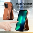 thumbnail image 3 of Dteck Wallet Case for iPhone 12 Pro Max 6.7",Shockproof Magnetic Card Slots Kickstand Carbon Fiber Phone Case Cover,Brown, 3 of 6