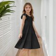 thumbnail image 5 of Girl's Summer Dresses Ruffle Sleeve Tiered Swing Midi Casual Sundress with Pockets 4-14 Years, 5 of 5