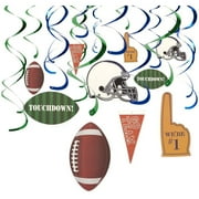 30-Count Hanging Decorations - Football Party Supplies, Hanging Whirl Streamers, Football Game Day Decorations, Sports-Themed Party Decor, Includes 15 Assorted Cutouts, 36.5 to 38.5 inches in Length