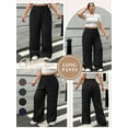 thumbnail image 6 of SWQZVT Womens Plus Size Pants Elastic Waisted Wide Leg Casual Pants for Women Comfort Loose Lounge Trousers with Pockets 2XL, 6 of 8