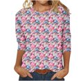 thumbnail image 2 of Meichang Blouse de Noël Manches 3/4 pour Femmes Tendance Graphique Décontractée Col Rond Coupe Ample Blouses en Solde Cadeaux de Noël, 2 of 5