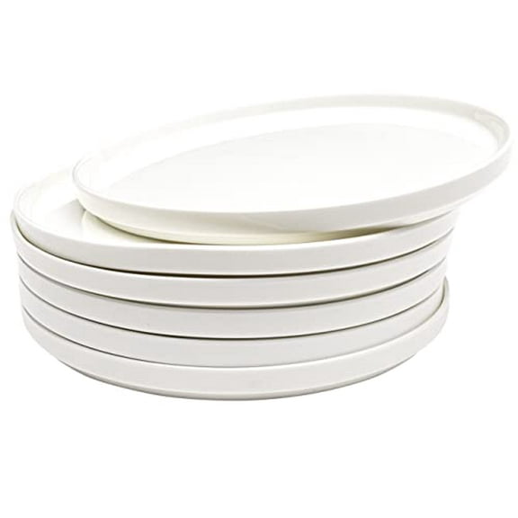 Vikko Salad Plate, Set of 6 White Plates, Dessert, Salad, Appetizer Plate, Fine Bone China, Stackable 8 Inch Dessert Plates, Dishwasher Safe