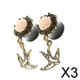 thumbnail image 1 of Runquan 3-6pack Swallow Ear Tunnels Plugs Expander Rose Piercing Body Jewelry 10mm 3 Pcs, 1 of 8