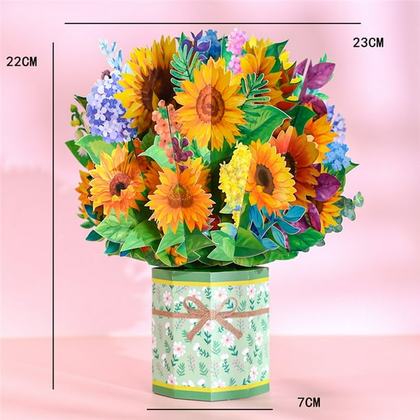 Pop-Up Flower Card Flora 3D Greeting Card for Birthday Mothers Father's Day Graduation Wedding Anniversary Get Well Sympathy Gao Jinjia LED