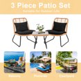 thumbnail image 5 of Tappio 3 Piece Outdoor Wicker Patio Conversation Set, Rattan Bistro Set w/Side Table, Space Saving Patio Furniture for Yard and Garden, Black, 5 of 8