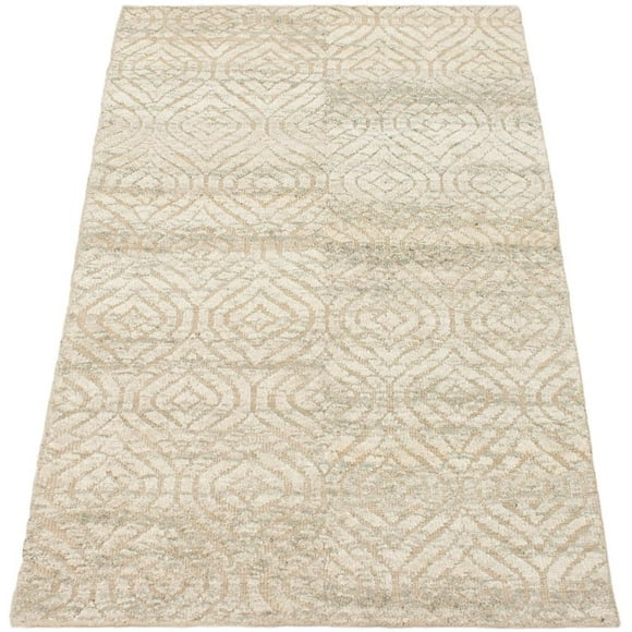 ECARPETGALLERY Tapis Noué à la Main pour Salon, Salle à Manger et Chambre à Coucher Transitionnel Collection La Seda 4'11" x 7'11" en Ivoire