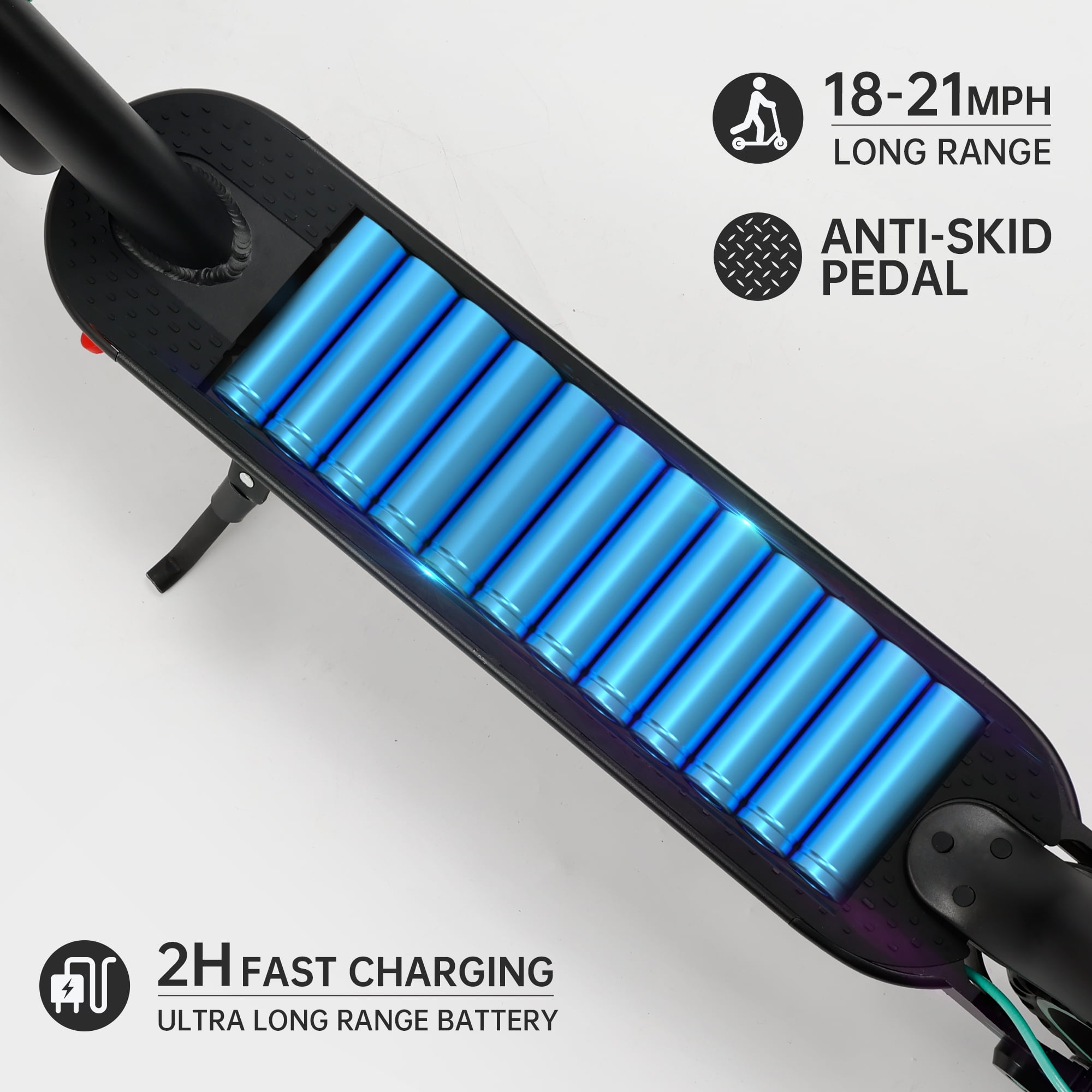 VIPQV 8.5" Electric Scooter for Adult, Folding Electric Scooter with 350W Motor, 21 MPH Max Speed, 25 Miles Long-Range and Deck Lights, Black