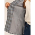 thumbnail image 5 of DARING DIVA Women's Boyfriend Notched Lapel One Button Blazer Suit Plaid Blazer Jacket S Grey Blue, 5 of 6