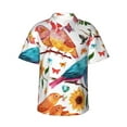 thumbnail image 2 of Yiaed Flowers Birds And Butterflies Print Hawaiian Shirt for Men Short Sleeve Button Down Shirts Beach Shirts for Men-Small, 2 of 5