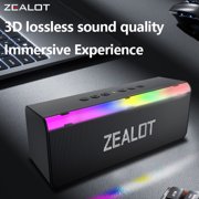 ZEALOT S72, Waterproof Portable Bluetooth Speaker, Enhanced Bass, 12h Battery, IPX6 Rated Dustproof Shockproof Rustproof, Detachable Strap, Black