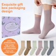 thumbnail image 2 of Women Thin Cotton Socks, Soft Cotton Bootie Socks Women Above Ankle Crew Socks (6-Pairs With gift box), 2 of 13