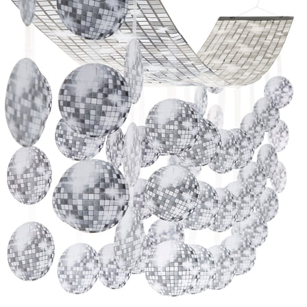 Fun Express 12 ft. Disco Ball Retro Party Plastic Hanging Ceiling Decoration