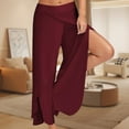 thumbnail image 3 of Cotton Basic Casual Pants Asymmetrical Women Simple Pants Side Slit Daily Outfit, 3 of 7