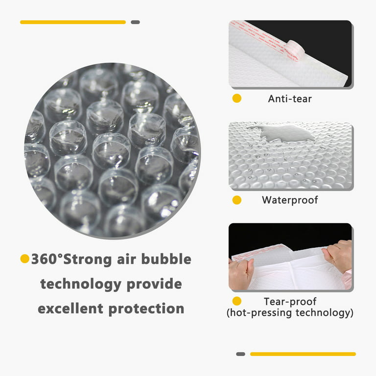 20PCS Solid Shipping Poly Bubble Mailers 10.23'x14.17'Padded Envelopes  Lined Shockproof Waterproof White Bubble Mailer with Self Seal for Stay  Flat Mailing 