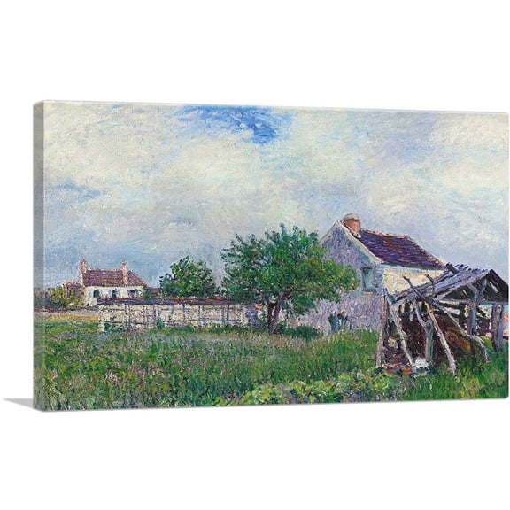 ARTCANVAS Old Cottage In Les Sablons 1885 Canvas Art Print by Alfred Sisley - Size: 12" x 8" (0.75" Deep)