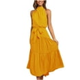thumbnail image 2 of Nuoqisi Women's Summer Polka Dot Print Pleated Maxi Dress&nbsp;- Flowy Long Dress for Warm Weather Events, Casual Outings and Relaxed Style, 2 of 5
