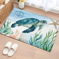 thumbnail image 3 of Ocean Blue Front Door Rugs 2x3 ft Turtle Starfish Compass Seagrass Coral Coastal Small Rug for Entryway Non Slip Washable Bathroom Door Mat Absorbent Floor Mat for Indoor Entrance, 3 of 9