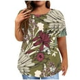 thumbnail image 3 of Patlollav Women'S Summer Plus Size Short Sleeve Tshirt Casual Crewneck Tunic Tops Oversize Floral Print Shirts With Leggings, 3 of 6