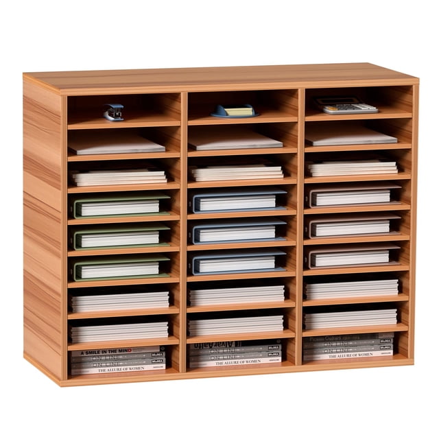 Organizador de literatura en madera VEVOR, 27 compartimentos, Burlywood