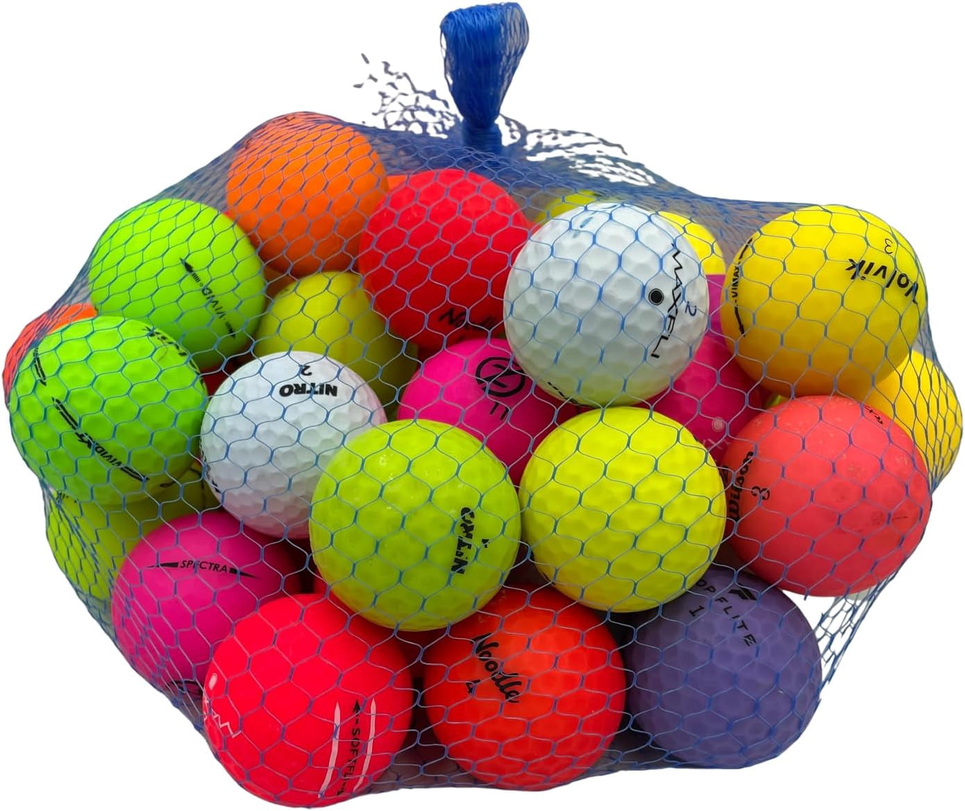 Golf Ball Planet - 50 Pack Recycled Golf Balls Matte Color Mix (3A / Good)