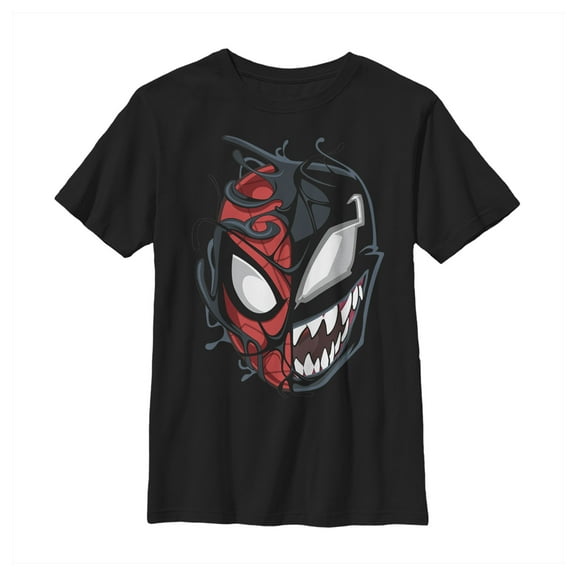 Boy's Marvel Spider-Man Venom Mask Split  Graphic Tee Black Large