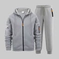thumbnail image 2 of Ccpelsie Men's 2 Pieces Tracksuits Running Sports Suits Drawstring Waistband Sweatsuit with Pockets For Fall Winter(A01-Light Gray,M), 2 of 8
