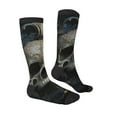thumbnail image 3 of Vsdgher Gold Pattern Skull Print Thigh High Socks Extra Long Stretchy Sock Women Over Knee High Opaque Stocking Daily Wear, 3 of 5