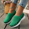 thumbnail image 2 of VBARHMQRT Work Sneakers for Women Ladies Fashion Leopard Print Color Block Breathable Mesh Knitted Flat Bottomed Casual Sports Shoes Womens Wide Width Sneakers Green, 2 of 7